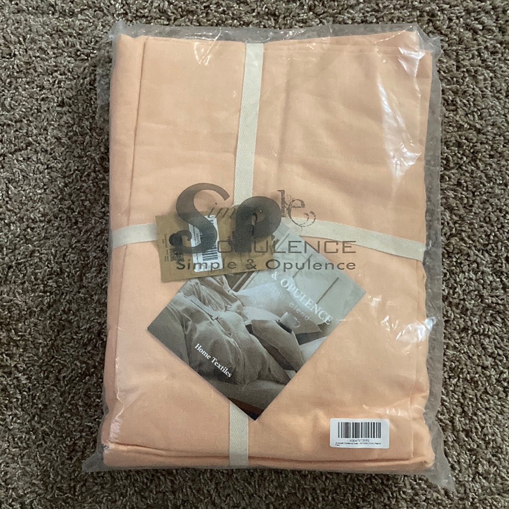 NEW W/ TAGS - Simple & Opulence LUX Natural Linen-Cotton Twin Sheet Set - Peach - Picture 2 of 10